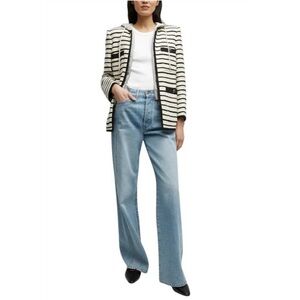 NWT VERONICA BEARD Foster Dickey striped jacket in ivory and black size 14